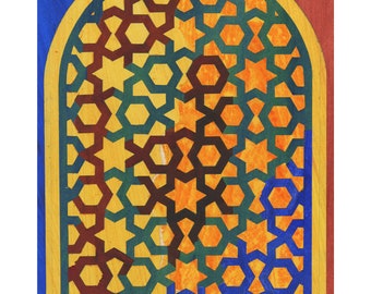 Mashrabiya 2 - Collage and Gouache artwork by Glyn Powell