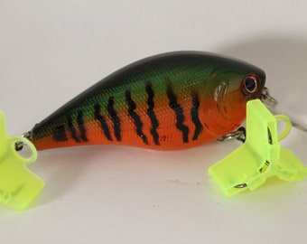 Custom Painted Lures 2.5 Green and Orange Crawfish Crankbait, Fishing lures, Bass lures. Lures.