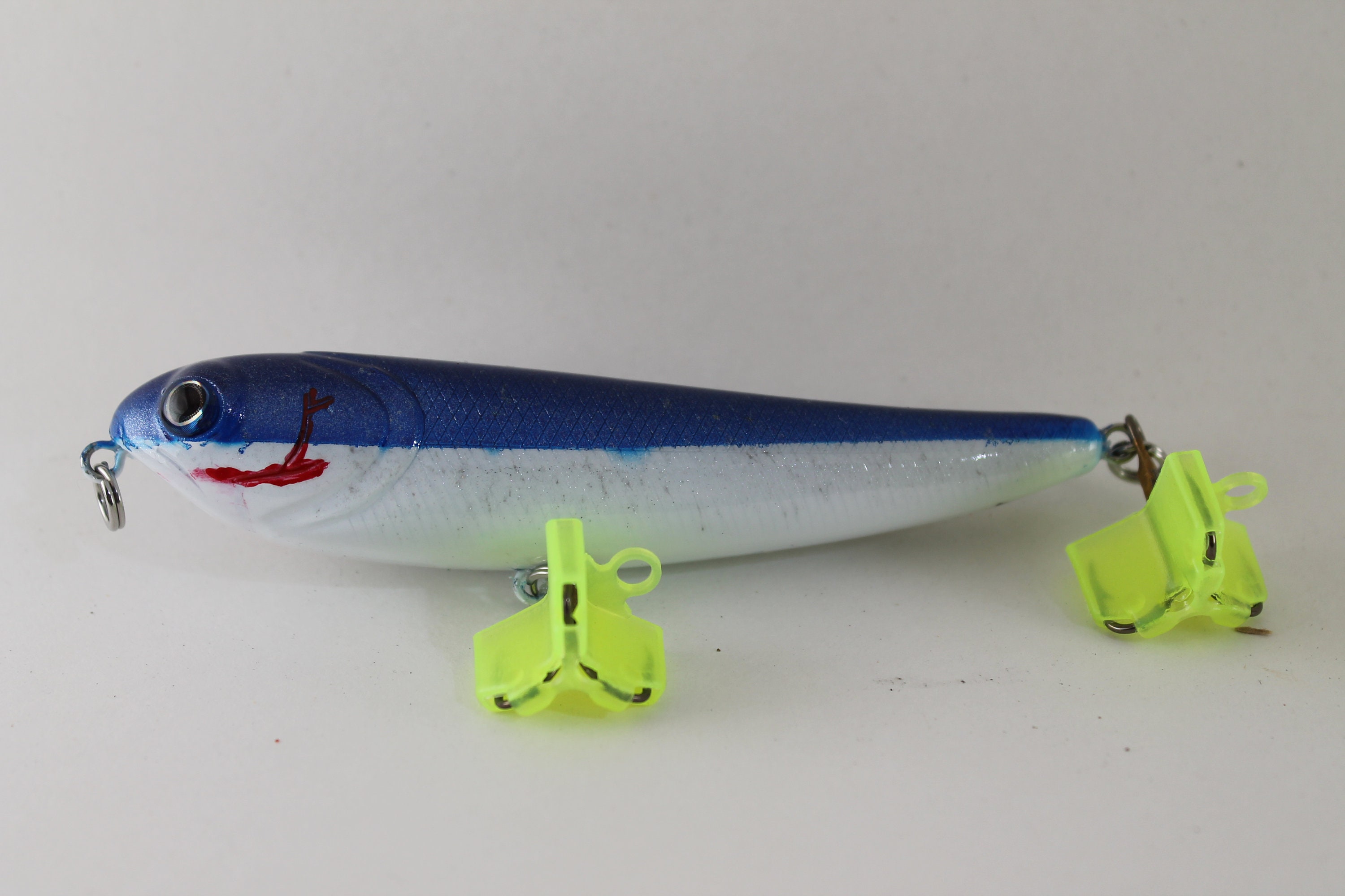 Custom Painted Lures Blue and White Walk the Dog, Fishing Lures