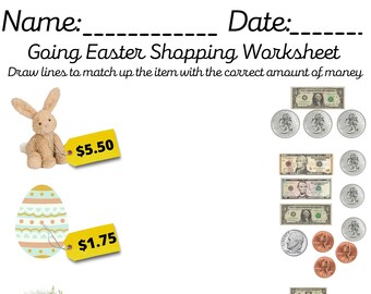 Going Easter Shopping Money Math Worksheet, Counting Money Worksheet, Math  Worksheet, Spring Easter Worksheet, Elementary Math Worksheet