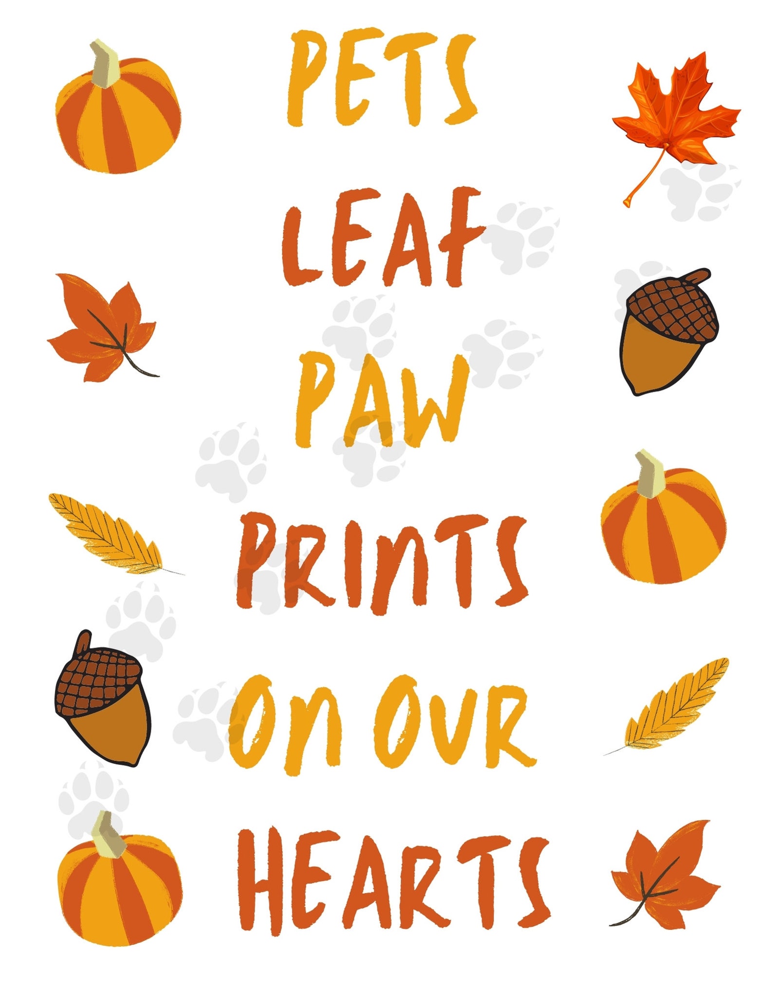 Pets Leaf Paw Prints On Our Hearts Fall Pet Decor Etsy