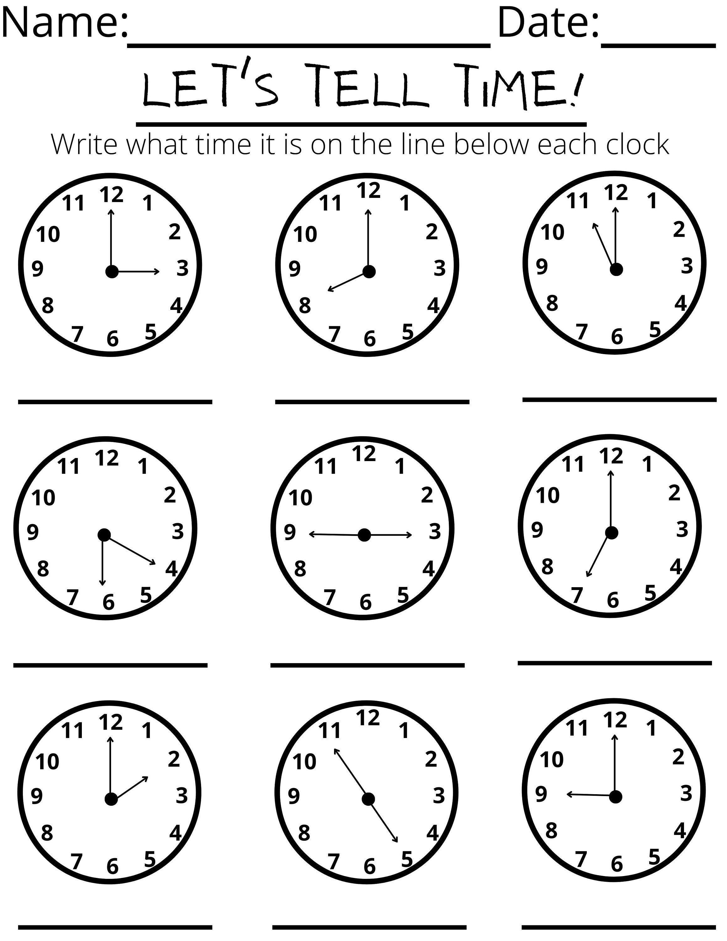 clock worksheet etsy