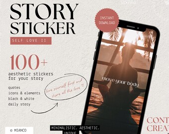 100+ Instagram Story Stickers - SELFLOVE II - Instagram Story Stickers, Story Elements | daily | love | aesthetic stickers | Digital Download