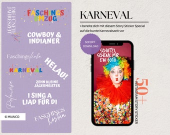 50+ Instagram Story Sticker - KARNEVAL- Instagram Story Sticker, Storyelemente, Schriftzüge, Fasching, Helau, Kostüm, Faschingsliebe, Alaaf