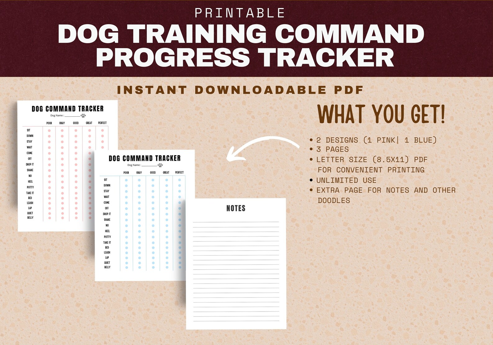 Dog Training Command Progress Tracker Ultimate Dog Checklist | Etsy