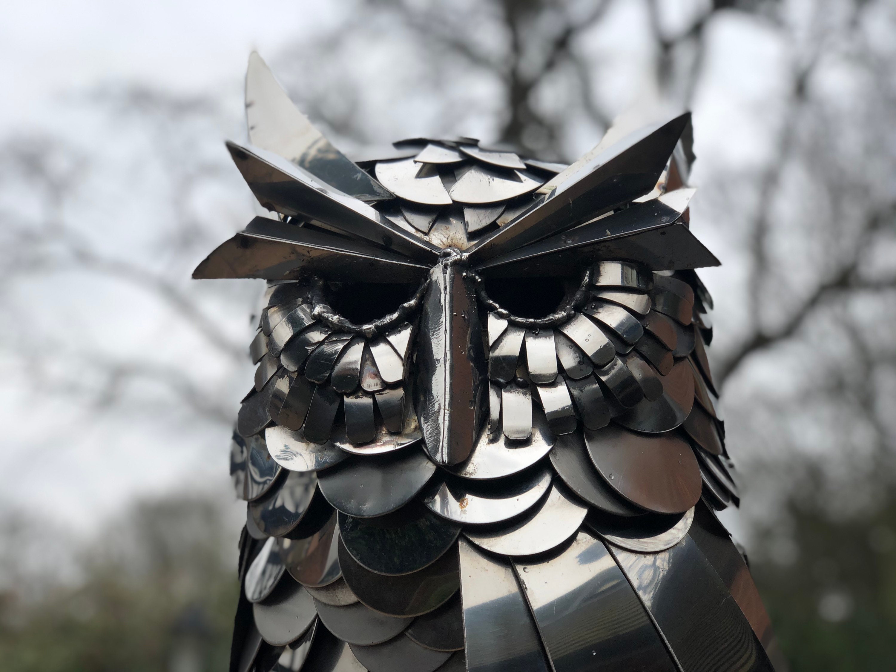 Stainless Steel Owl Sculpture Garden Sculpture Owl Etsy