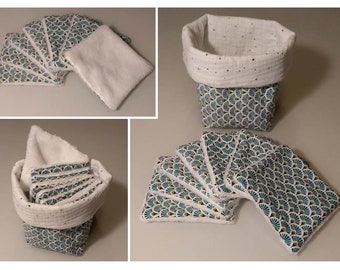 Fabric baskets, storage baskets and make-up remover wipes or washcloths - PatafilEtBobinette