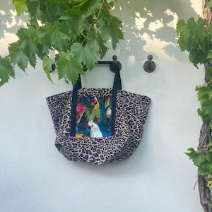 XXL tote bag, beach bag, leopard tote bag