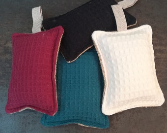 Washable, reusable, zero waste dish sponge, honeycomb sponge and burlap fabric - PatafilEtBobinette