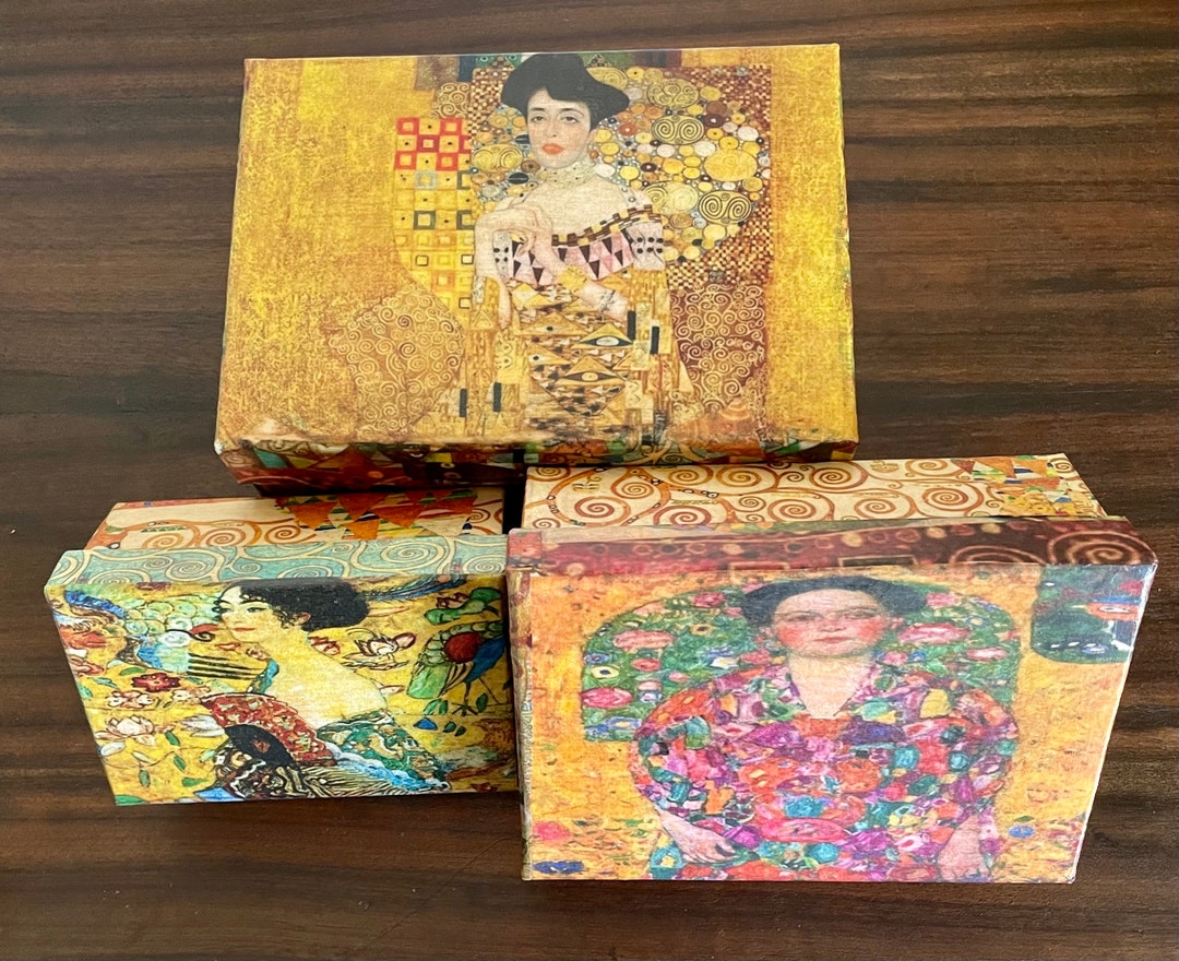 Gustav Klimt 3 Nesting Decoupaged Trinket Boxes Etsy UK