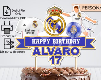 Montaje Decorativo con motivo de Fútbol (Real Madrid) para celebrar el  cumpleaños de madre e hijo 💙 Jesús y Shuyin. En tonos azul rey…