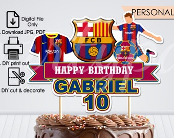 Barcelona taart topper, Barcelona taart topper, Barcelona topper, Barcelona verjaardag, voetbal taart topper, alleen digitaal bestand