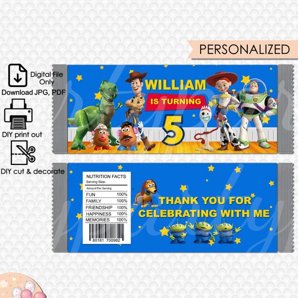 Toy Story Candy Wrapper, Hershey's Candy Wrapper, Digital File Only