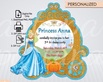 Cinderella Digital Invitation, Princess Digital Invitation, Digital File Only