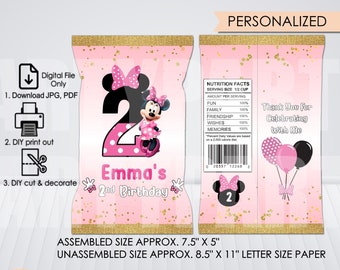 Minnie Pink Gold Chip Bag Wrapper, Digital File Only