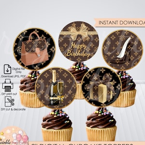 Non-Personalized Designer Cupcake Toppers, Instant Download, Digital File Only