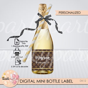 Designer Mini Champagne Digital Bottle Label, Digital File Only