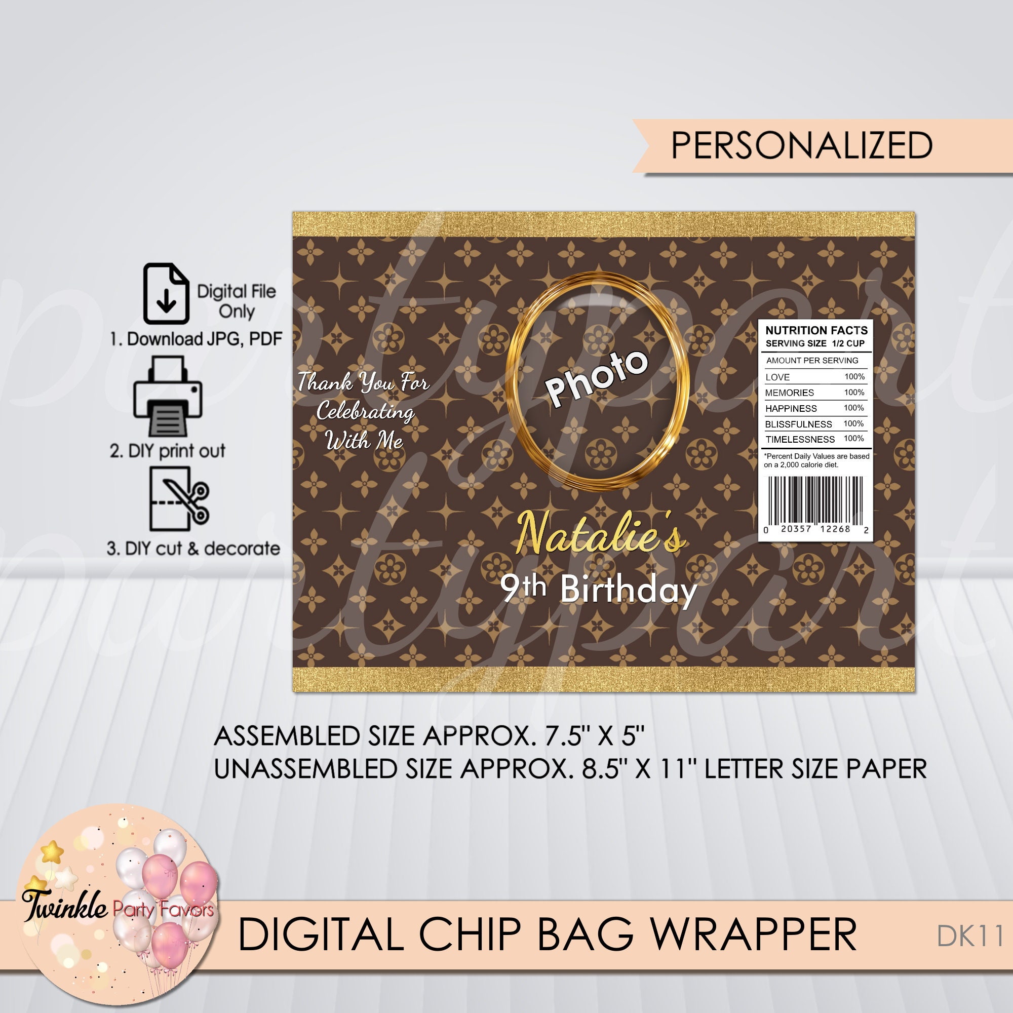 Designer Chip Bag Wrapper Digital File Only 
