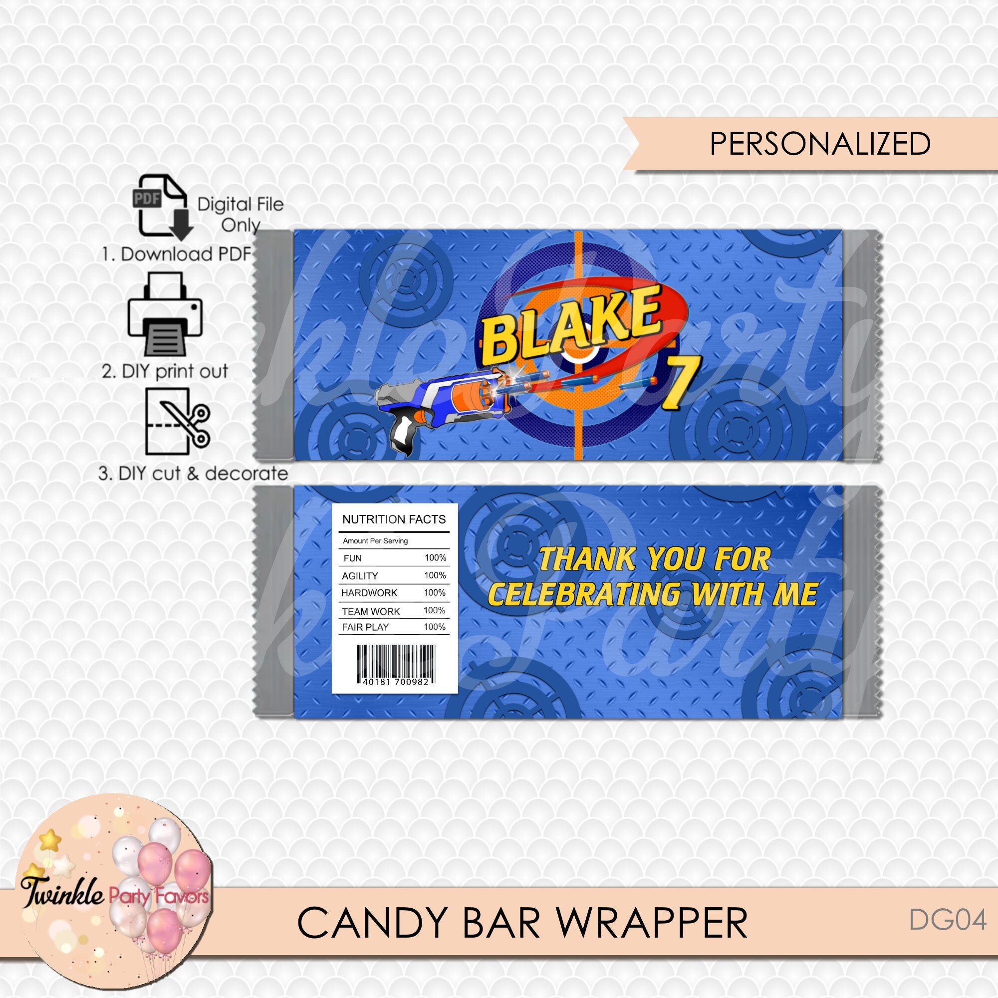 Nerf Gun Candy Wrapper Nerf Candy Wrapper Nerf Gun Chocolate | Etsy