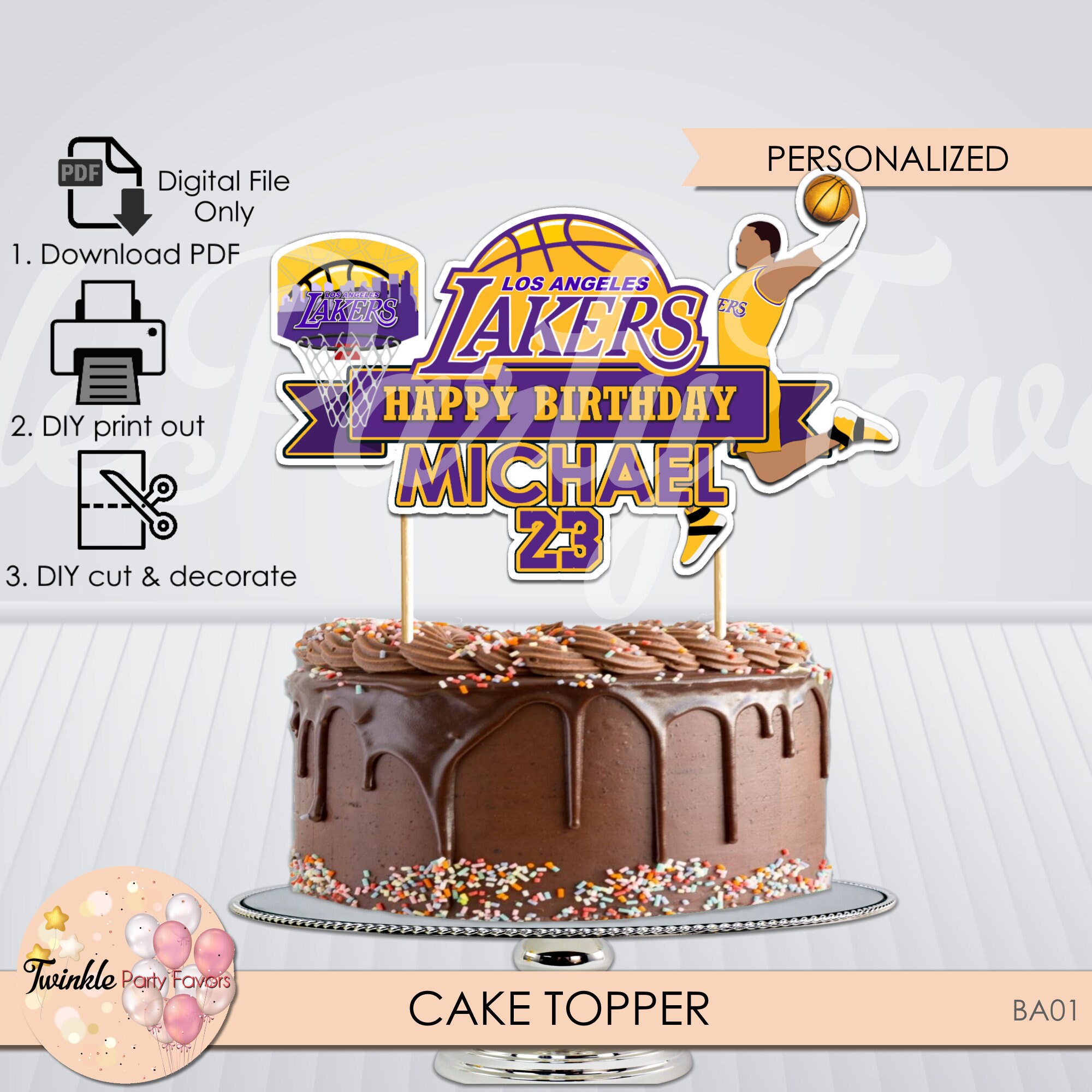 LA Lakers Cake Topper Los Angeles Lakers Cake Topper Lakers | Etsy