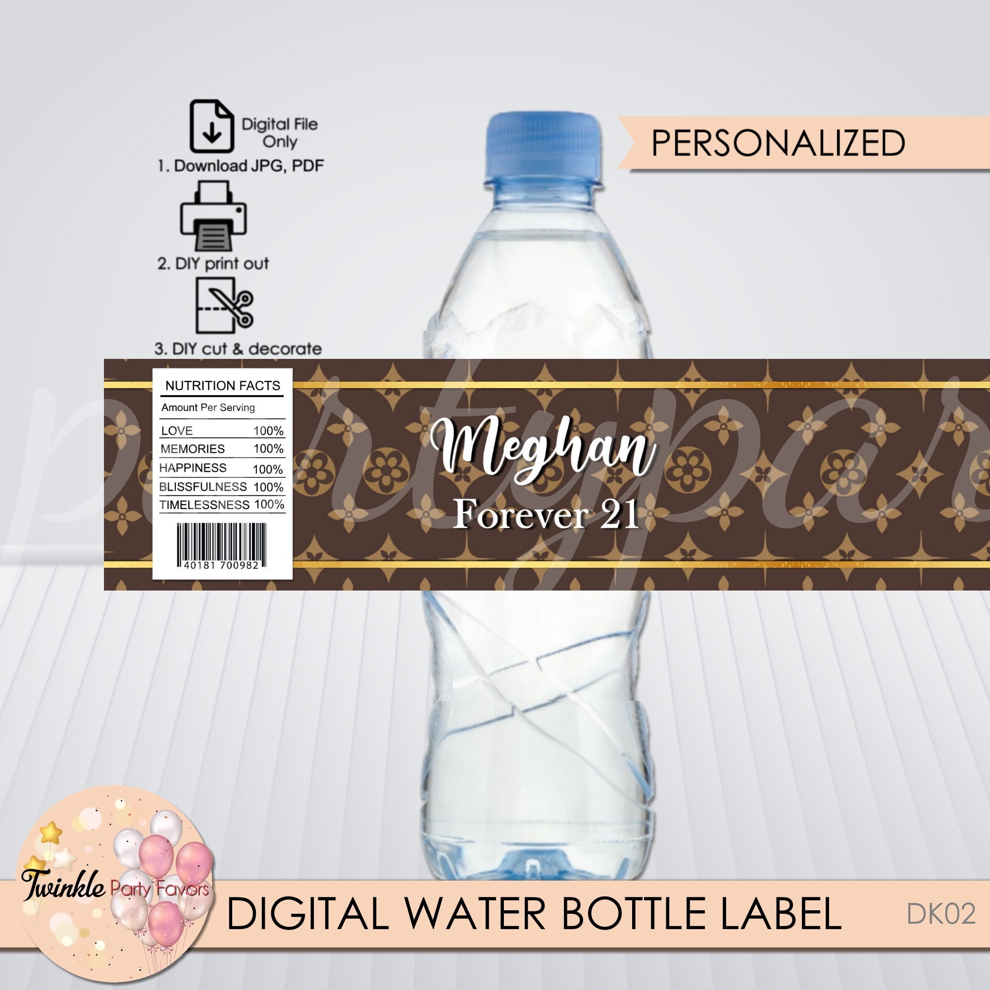 ▷ Louis Vuitton Water bottle Label