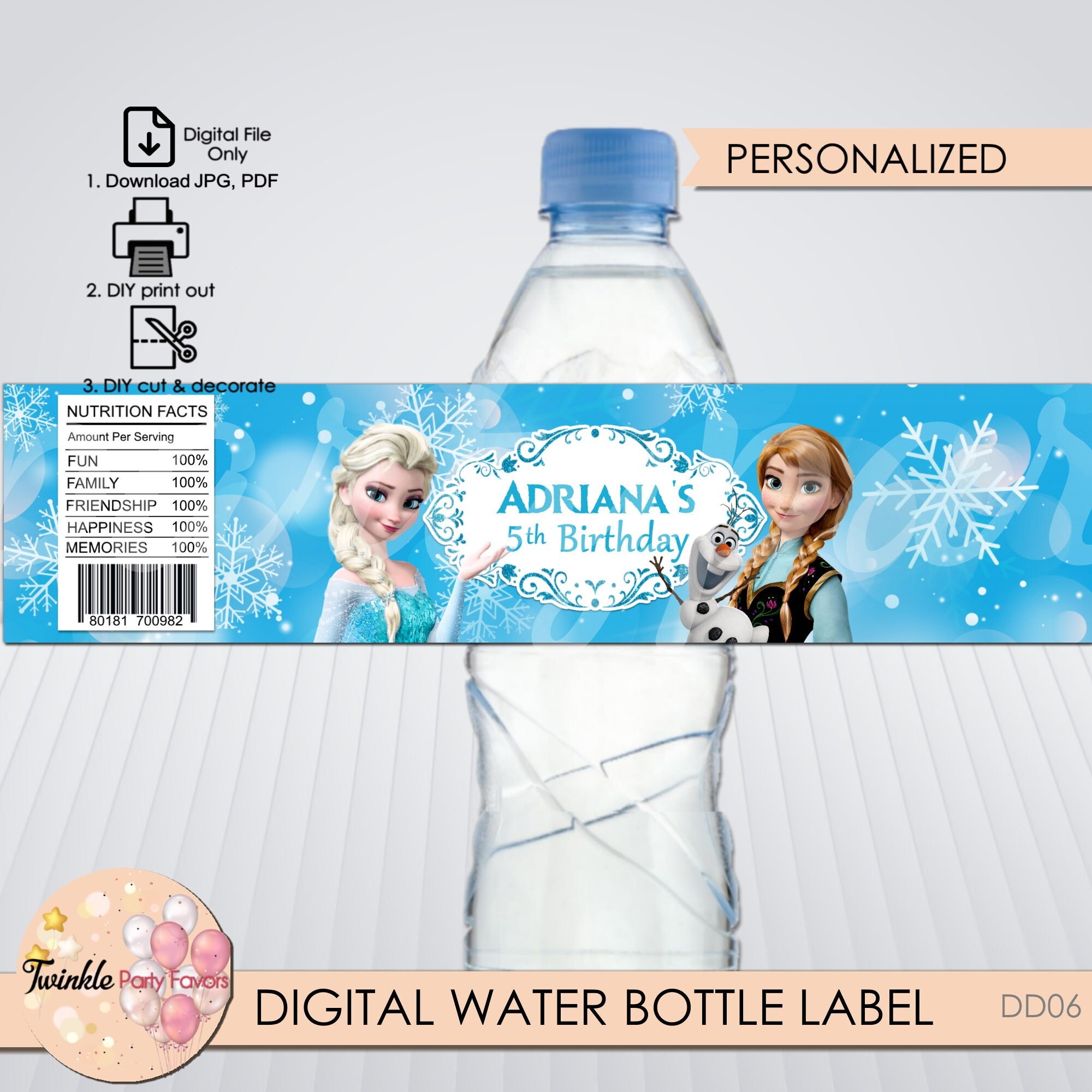 Frozen 2 Water Bottle Label