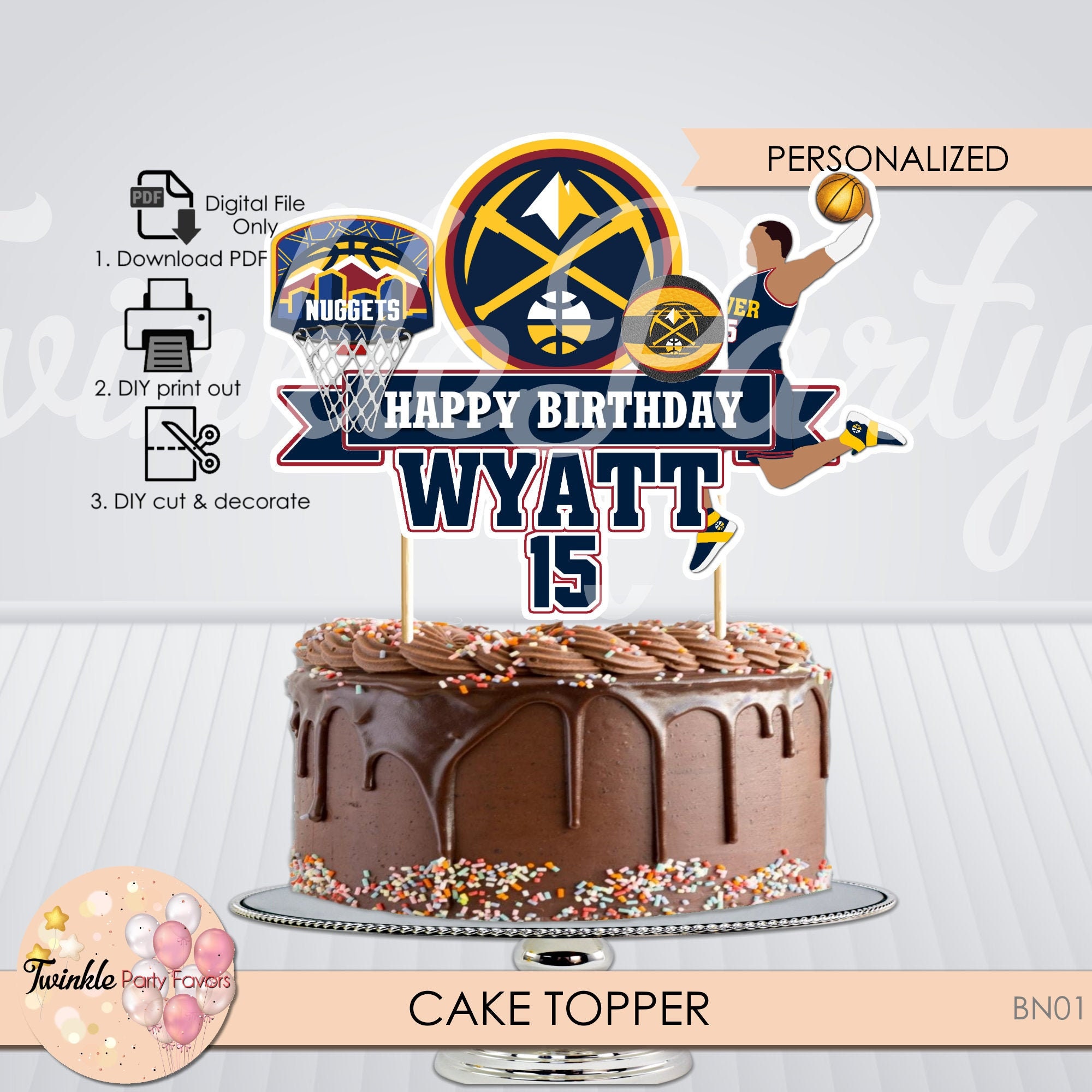 Denver Nuggets Cake Topper Denver Nuggets Topper Denver Etsy