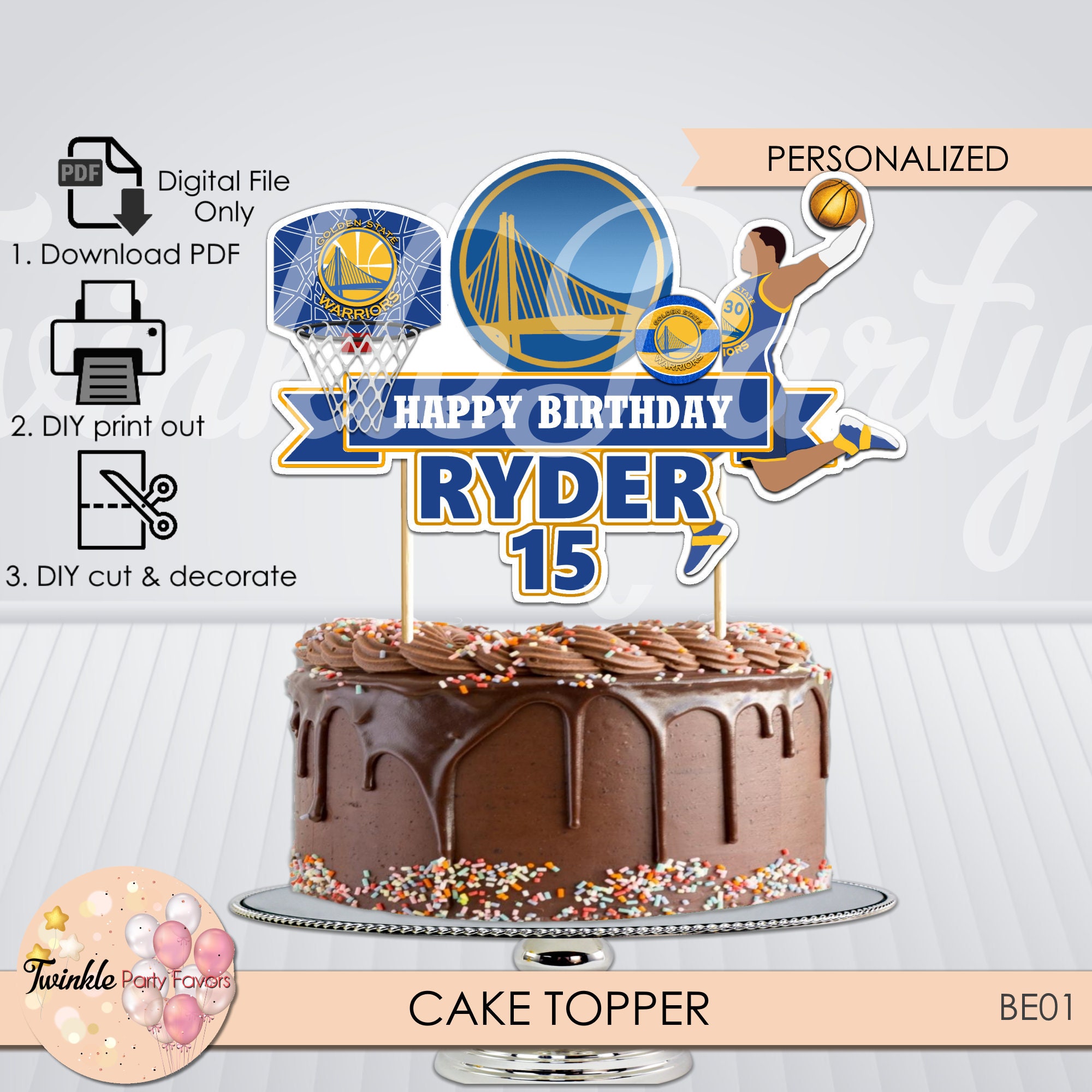 Golden State Warriors Cake Topper Golden State Warriors Etsy