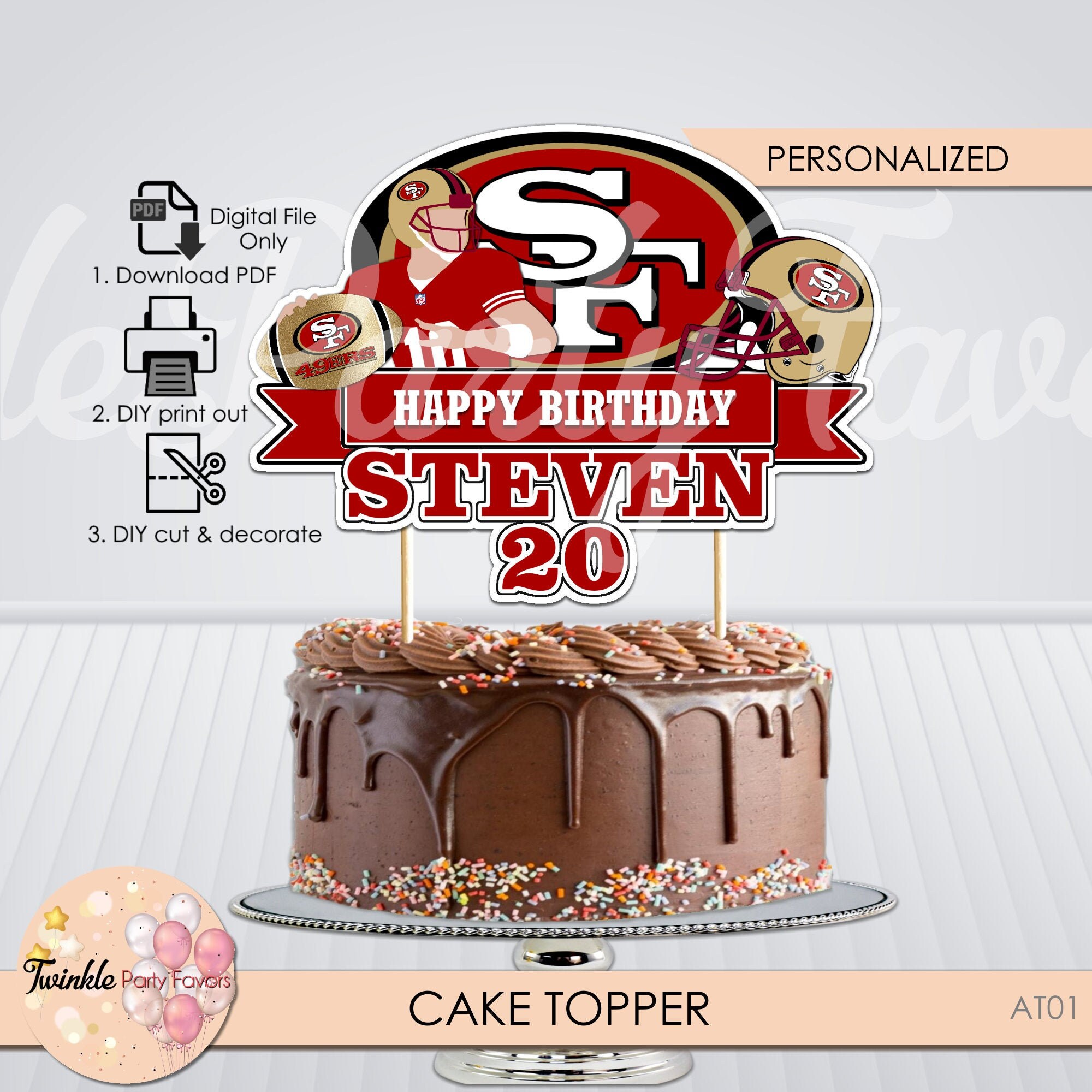 San Francisco 49ers Cake Topper San Francisco 49ers Birthday Etsy