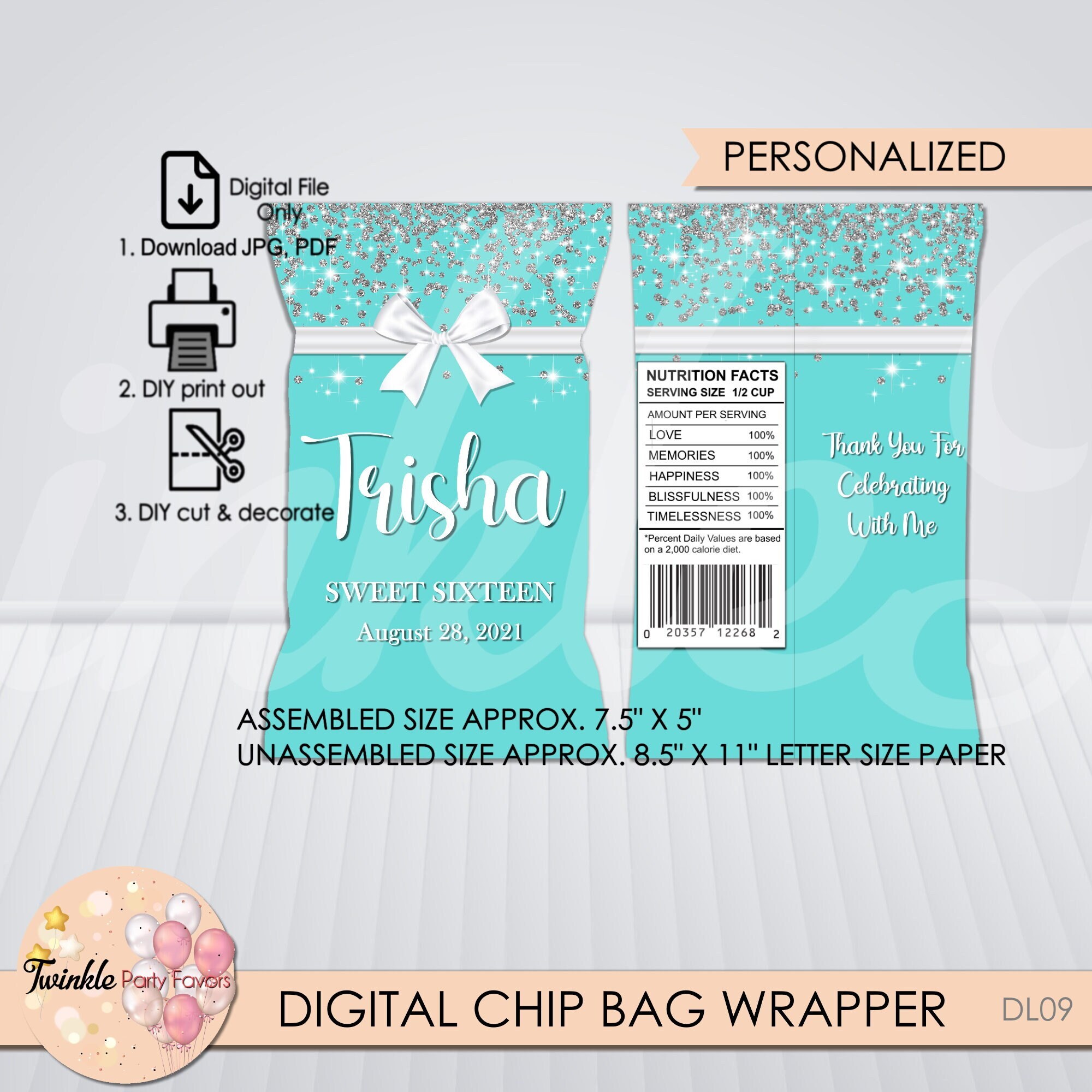 Designer Chip Bag Wrapper Digital File Only Etsy