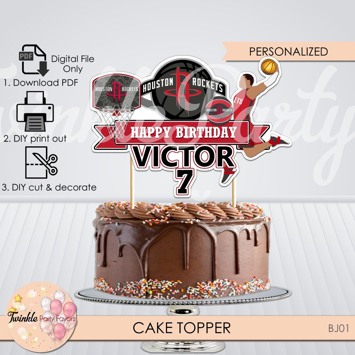 Houston Rockets Cake Topper Houston Rockets Topper Houston Etsy