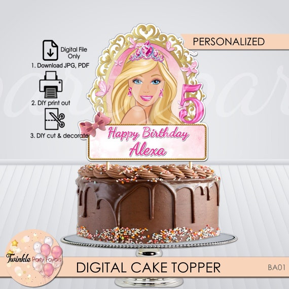 Printable Cake Topper Doll Princess Cake Topper Personalized