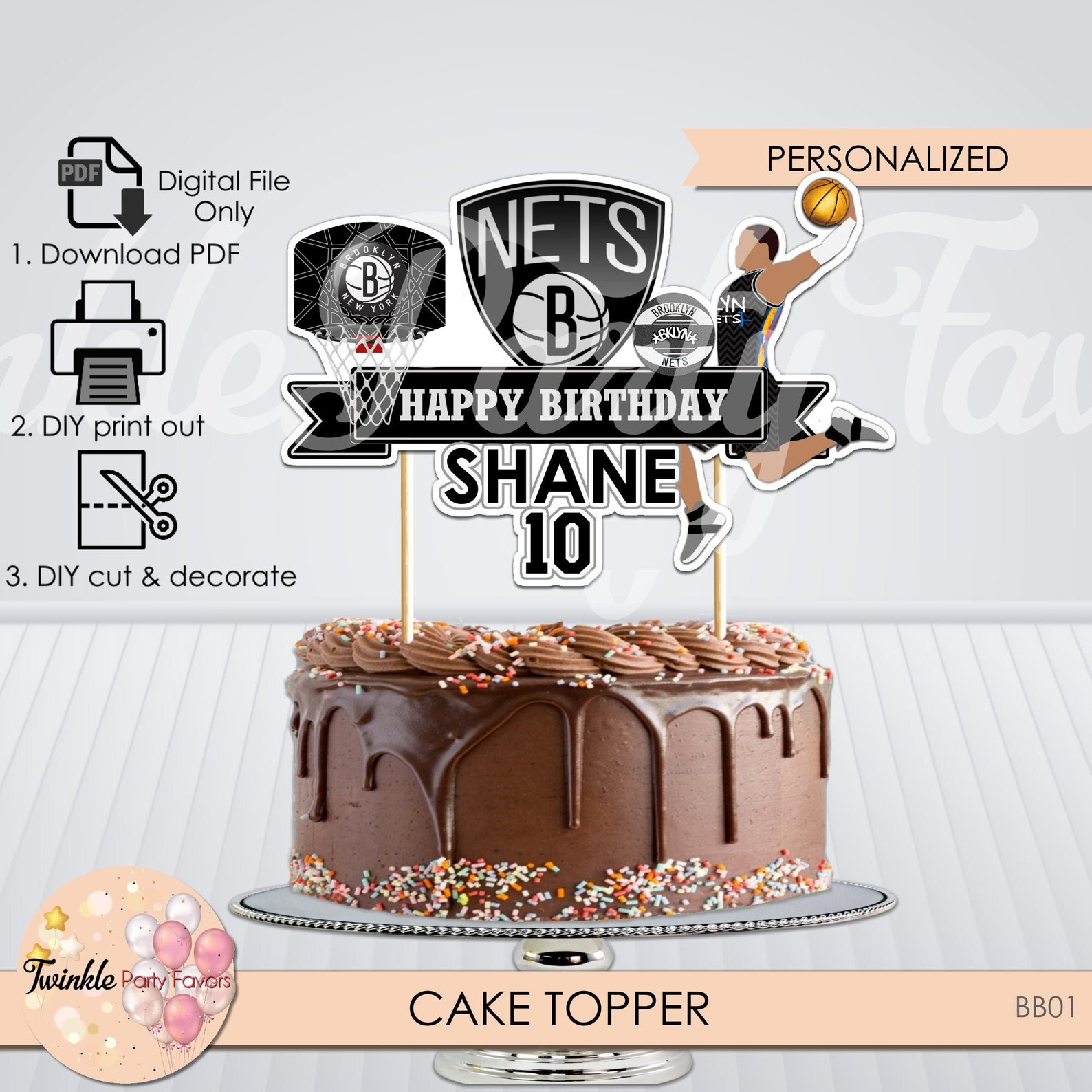 Brooklyn Nets Cake Topper Nets Cake Topper Brooklyn Nets Etsy