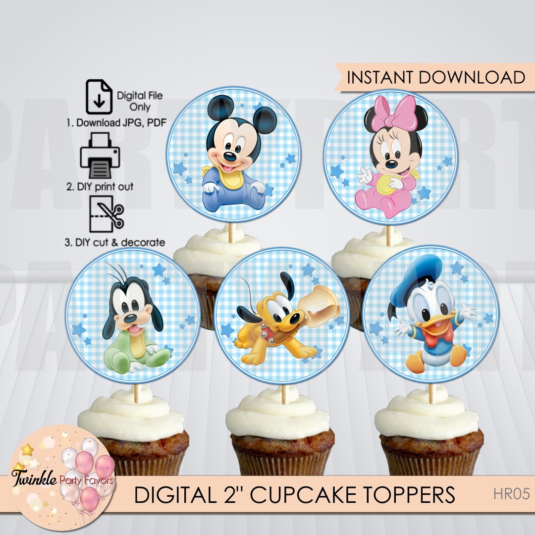 Nonpersonalized Baby Mickey Cupcake Toppers, Instant Download, Digital