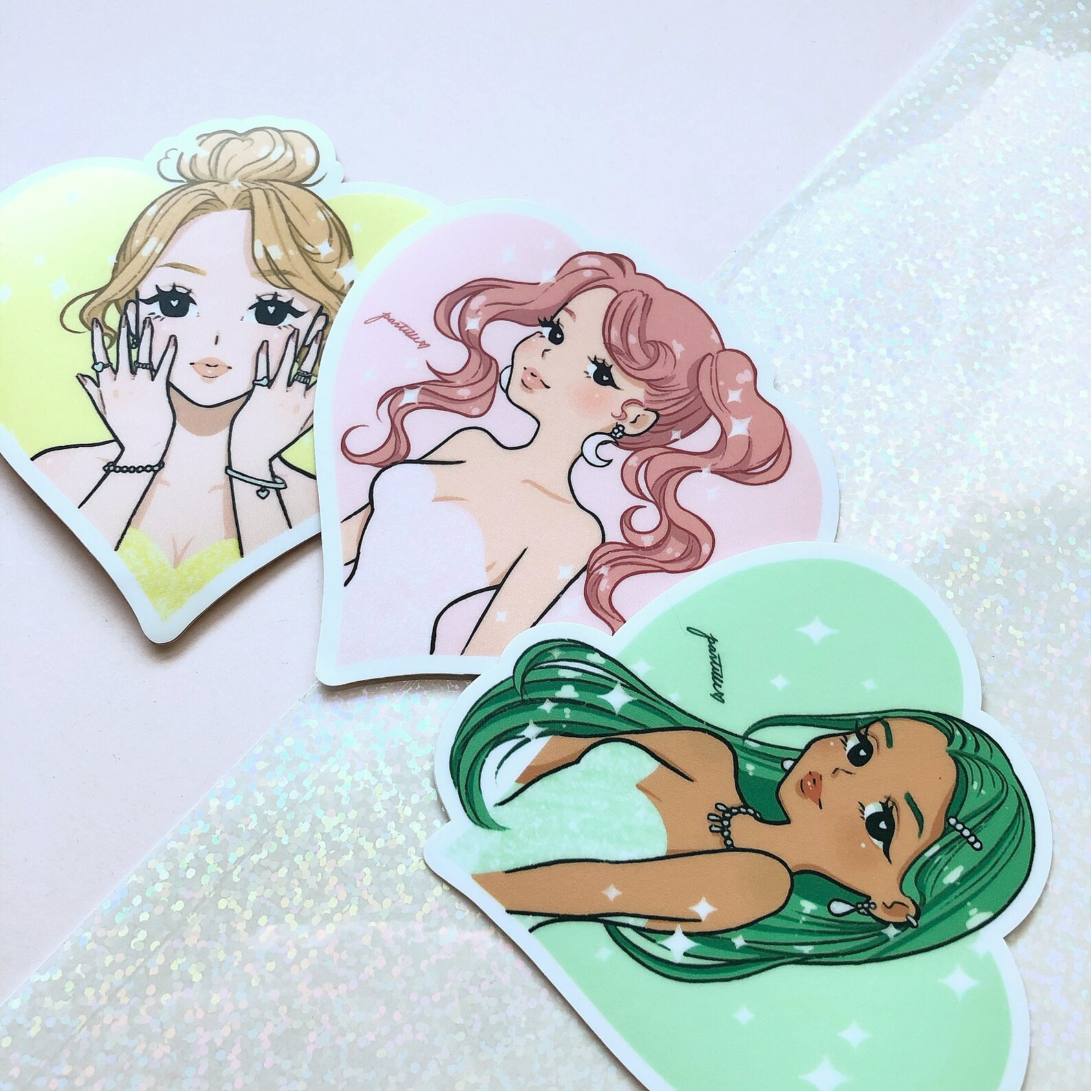 Pastel Green Sparkle Girl Vinyl Sticker Etsy