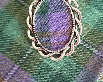 Genuine wool Scottish tartan, brooch with tiny love birds. Ask for your own clan tartan! Made to order!