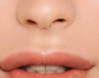 Fake septum piercing ring in hypoallergenic & nickel free silver wire. Buy one get one free!