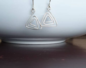 Sterling silver abstract triangle earrings