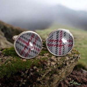 Queen Elizabeth the second Royal Balmoral tartan cufflinks in silver