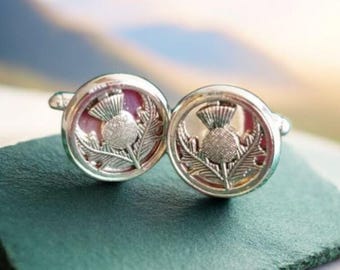 Silver Scottish Thistle Cufflinks
