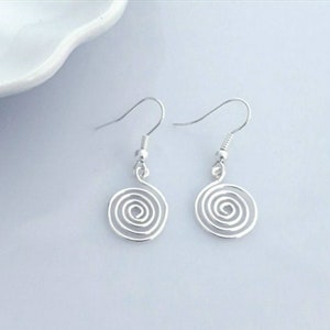 Hand-turned sterling silver 925 spiral dangly earrings