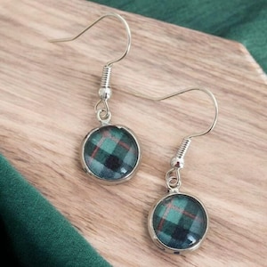 Sterling silver, dangly Clan Tartan earrings. Any tartan available.