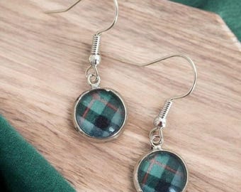 Sterling silver, dangly Clan Tartan earrings. Any tartan available.