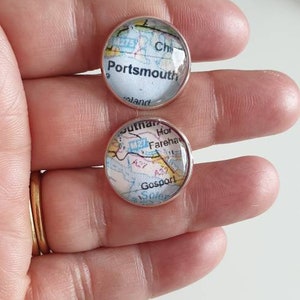 Boutons de manchette carte personnalisés, lieux spéciaux, cadeau distance, boutons de manchette de mariage, amitié longue distance, fête des pères, cadeau pour voyageur