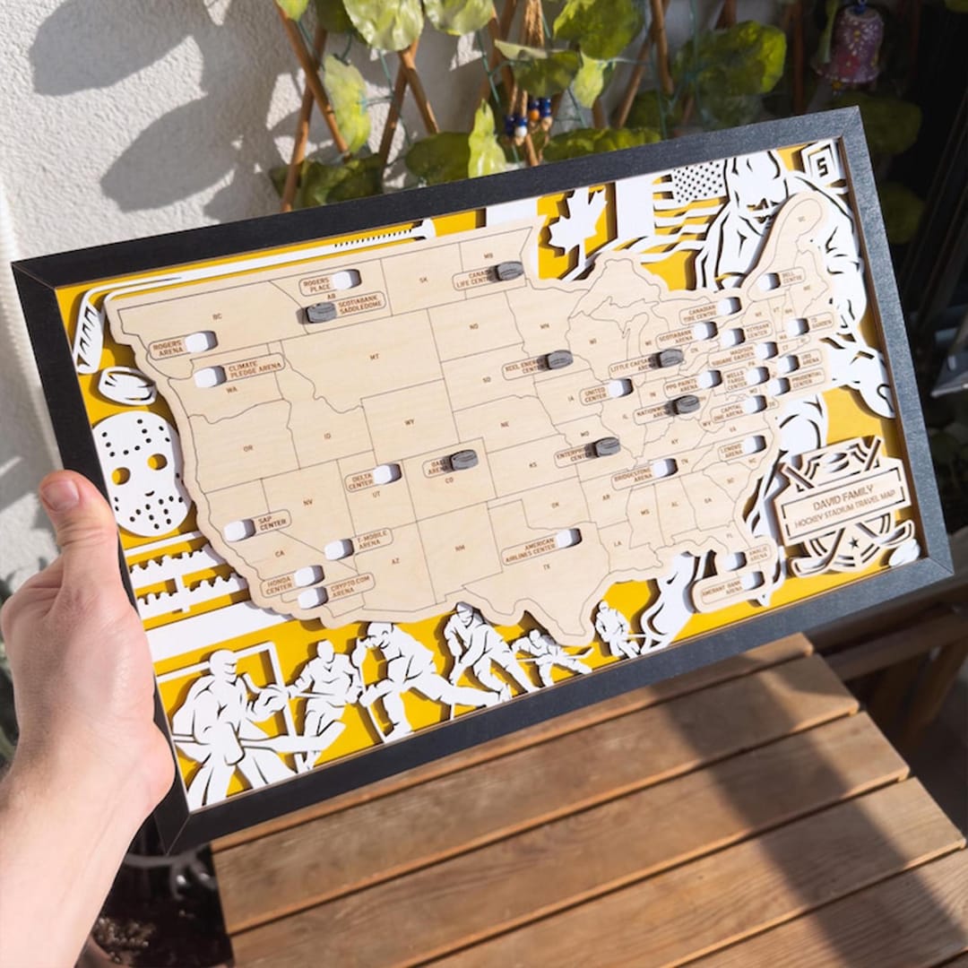 Custom Hockey Arena Map Tracker, NHL Stadium Map, Ice Hockey Arena Map ...