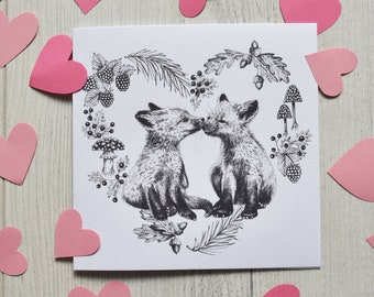 Carte renard - Fiançailles, mariage, anniversaire, Saint-Valentin
