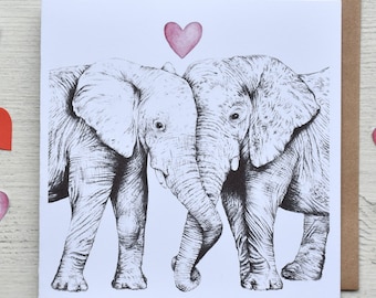 Elephant Card - Engagement, Wedding, Anniversary, Valentines Day