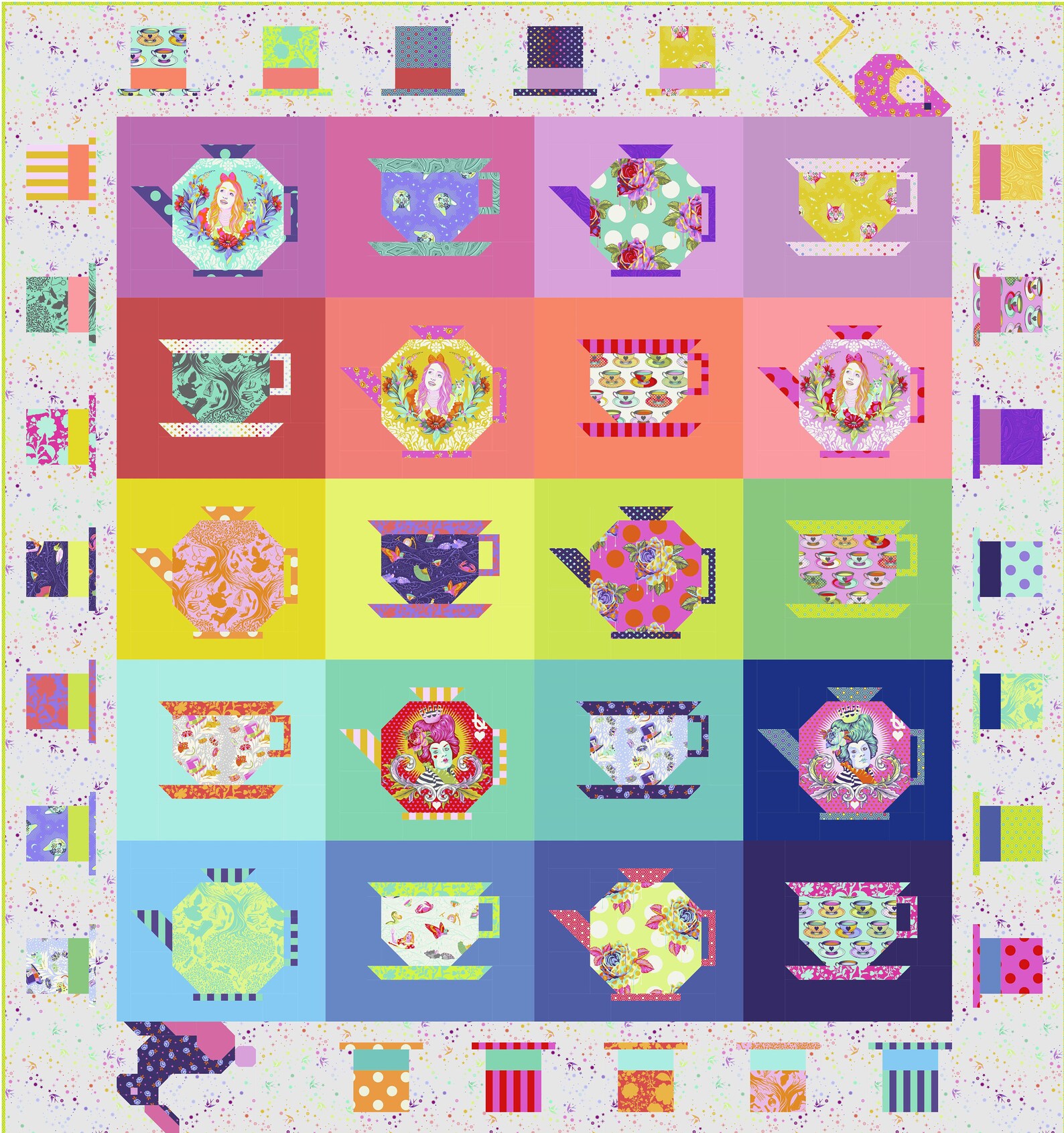 Tula Pink Mad Hatters Tea Party Quilt Kit Featuring Curiouser Etsy