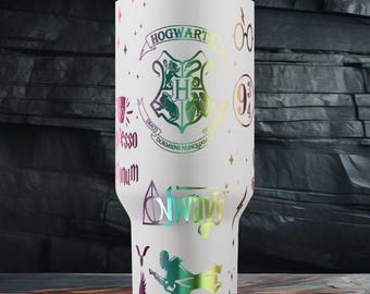 World of HP - Envoltorio para vaso de 40 oz - Diseño grabado láser - Archivo digital SVG