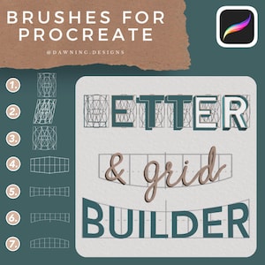 Procreate Lettering Grid Builder, 14 Brush Stamps (Digital Brush)